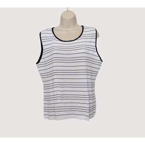Chicos 3 Top 16 XL Black White Striped Sleeveless Top Stretch Tank Shell